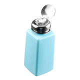 Maxbell Push Down Liquid Dispenser Empty Pumping Bottle for Nail Polish Remover Blue 250 ml