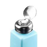 Maxbell Push Down Liquid Dispenser Empty Pumping Bottle for Nail Polish Remover Blue 250 ml