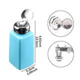 Maxbell Push Down Liquid Dispenser Empty Pumping Bottle for Nail Polish Remover Blue 250 ml