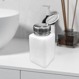 Maxbell Push Down Liquid Dispenser Premium Pump Bottle for Nail Polish Remover White 180 ml