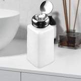 Maxbell Push Down Liquid Dispenser Premium Pump Bottle for Nail Polish Remover White 250 ml