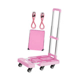 Maxbell Folding Hand Truck Hand Truck Compact Trolley for Office Travel Moving pink
