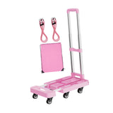 Maxbell Folding Hand Truck Hand Truck Compact Trolley for Office Travel Moving pink