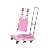 Maxbell Folding Hand Truck Hand Truck Compact Trolley for Office Travel Moving pink