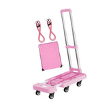 Maxbell Folding Hand Truck Hand Truck Compact Trolley for Office Travel Moving pink