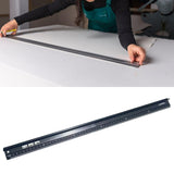 Maxbell Cutting Ruler Lightweight Aluminum Alloy Craft Ruler for Cloth Leather Paper Black