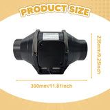 Maxbell Inline Duct Fan 4 inch with Speed Controller for Booster Grow Tents Kitchens