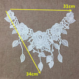 Maxbell 2Pcs Vintage Flower Lace Applique Neck Collar Fabric Sewing Craft Trims DIY