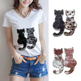Maxbell 2Pcs Cute Cat Sequins Sewing Applique Reversible Embroidery Clothes Patches