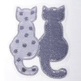 Maxbell 2Pcs Cute Cat Sequins Sewing Applique Reversible Embroidery Clothes Patches