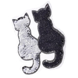 Maxbell 2Pcs Cute Cat Sequins Sewing Applique Reversible Embroidery Clothes Patches