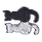 Maxbell 2Pcs Cute Cat Sequins Sewing Applique Reversible Embroidery Clothes Patches