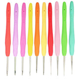 Maxbell 2 Pieces Plastic Grip Handle Metal Crochet Hook for Hand Sewing