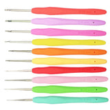 Maxbell 2 Pieces Plastic Grip Handle Metal Crochet Hook for Hand Sewing
