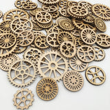 Maxbell 100pcs Key and Gear Shape Wood Adornment Craft Wooden Hanging Embellishments