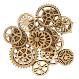 Maxbell 100pcs Key and Gear Shape Wood Adornment Craft Wooden Hanging Embellishments