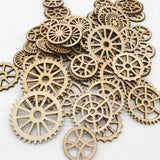 Maxbell 100pcs Key and Gear Shape Wood Adornment Craft Wooden Hanging Embellishments