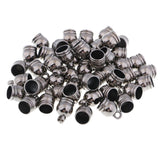 Maxbell 50pcs End Cap Bead Stopper Fit 8mm Leather Cord Jewelry Findings Grey Black - Aladdin Shoppers