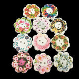 100pcs Wooden Button Decorative Wood Button Printed Flower Embellishment for Sewing Clothing Decor