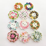 Maxbell 200Pcs 2 Holes Painted Flower Sewing Wooden Button for Clothes Accessories