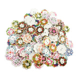 Maxbell 200Pcs 2 Holes Painted Flower Sewing Wooden Button for Clothes Accessories