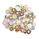 Maxbell 200Pcs 2 Holes Painted Flower Sewing Wooden Button for Clothes Accessories