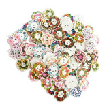 Maxbell 200Pcs 2 Holes Painted Flower Sewing Wooden Button for Clothes Accessories