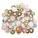 Maxbell 200Pcs 2 Holes Painted Flower Sewing Wooden Button for Clothes Accessories