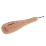 Maxbell 1 Set Wood Handle Steel Straight Sewing Awl for Leather Crafts Making 3-6mm