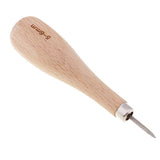 Maxbell 4 Pieces Wooden Handle Leather Stitcher Sewing Steel Awl for Leather Crafts