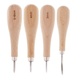 Maxbell 4 Pieces Wooden Handle Leather Stitcher Sewing Steel Awl for Leather Crafts