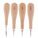 Maxbell 4 Pieces Wooden Handle Leather Stitcher Sewing Steel Awl for Leather Crafts