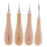 Maxbell 4pcs Wood Sewing Stitching Awl Leather Round Edge Slicker  for Leather Craft