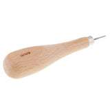 Maxbell 4 Pieces Wooden Handle Leather Stitcher Sewing Steel Awl for Leather Crafts