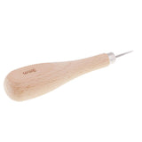Maxbell 3pcs Wood Sewing Stitching Awl + Leather Edge Slicker for Leather Crafts