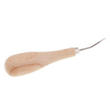 Maxbell 4 Pieces Wooden Handle Leather Stitcher Sewing Steel Awl for Leather Crafts