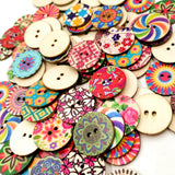 Maxbell 200Pcs 2 Holes Painted Flower Sewing Wooden Button for Clothes Accessories