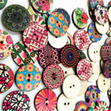 Maxbell 200Pcs 2 Holes Painted Flower Sewing Wooden Button for Clothes Accessories