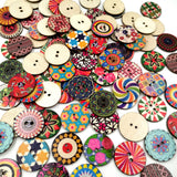 Maxbell 200Pcs 2 Holes Painted Flower Sewing Wooden Button for Clothes Accessories