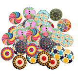 Maxbell 200Pcs 2 Holes Painted Flower Sewing Wooden Button for Clothes Accessories