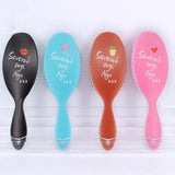 Maxbell Maxbell Fashion English Letter Hairbrush Round Hair Brush Straightener Comb Black