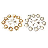 Maxbell 20 Sets Pearl Sunflower Studs Rivets Spikes for DIY Shoes Bags Decor 14mm