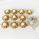 Maxbell 20 Sets Pearl Sunflower Studs Rivets Spikes for DIY Shoes Bags Decor 14mm