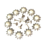 Maxbell 20 Sets Pearl Sunflower Studs Rivets Spikes for DIY Shoes Bags Decor 14mm