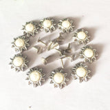 Maxbell 20 Sets Pearl Sunflower Studs Rivets Spikes for DIY Shoes Bags Decor 14mm