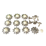 Maxbell 20 Sets Pearl Sunflower Studs Rivets Spikes for DIY Shoes Bags Decor 14mm