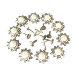 Maxbell 20 Sets Pearl Sunflower Studs Rivets Spikes for DIY Shoes Bags Decor 14mm
