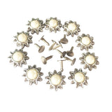 Maxbell 20 Sets Pearl Sunflower Studs Rivets Spikes for DIY Shoes Bags Decor 14mm