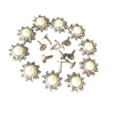 Maxbell 20 Sets Pearl Sunflower Studs Rivets Spikes for DIY Shoes Bags Decor 14mm