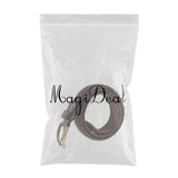 Maxbell Retro Men Woven Hollowed-out Adjustable Waist Belt Waistband Dark Coffee